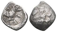 GREEK COINS LYCAONIA.Laranda.(Circa 324-323 BC).Obol. Obv : Baaltars seated left, holding grain ear, bunch of grapes, and scepter. Rev : Forepart of w...