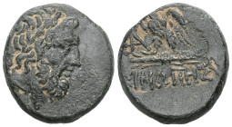 Paphlagonia. Sinope circa 120-80 BC. Bronze Æ Laureate head of Zeus right / ΣΙΝΩΠ[HΣ], eagle standing left on thunderbolt; head right, ETA monogram in...