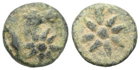Greek  PONTOS. Uncertain, possibly Amisos. AE (Bronze). Struck under Mithradates VI ca 119-100 BC Obv: Eight-pointed star; above, head of horse right....