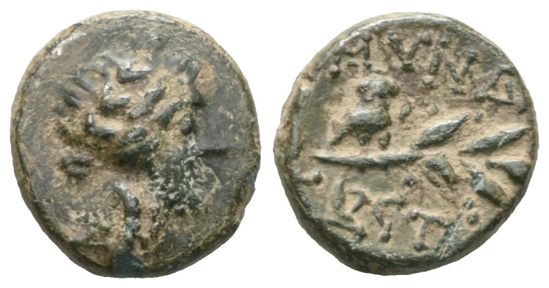 GREEK COINS 
KARIA 
MYNDOS 
Bronze, 2nd / 1st century. Head of beardless Dion...