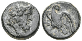 Greek Kings of Galatia, Deiotaros Æ . Circa 62-40 BC. Laureate head of Zeus to right / Eagle standing to left, head to right, on thunderbolt; monogram...