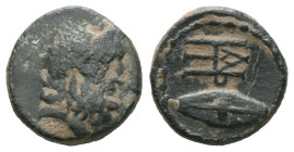 Greek Kings of Galatia. Deiotaros 62-40 BC. Bronze Æ . Laureate head of Zeus right / Monogram and Galatian shield. very fine SNG BN 2332; SNG von Aulo...