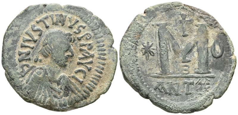 Justinian I. 527-565. Æ Follis (37mm, 16.21 g, 5h). Antioch mint. Struck 527-528...