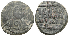 Byzantine Anonymous. Class B. Romanus III. AE, Follis (Bronze) Constantinople. Anonymous. Class B. 1028-1034 AD Obv: + EMM[A NOVHΛ] / IC X[C], Bust of...