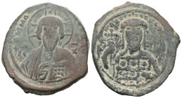 Byzantine Michael VII Doukas AD 1071-1078. Constantinople Follis Æ . IC-XC at top left and top right of nimbate bust of Christ facing, nimbate cross b...