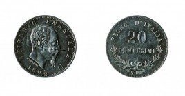 Vittorio Emanuele II (1861-1878) 
20 Centesimi Valore 1863 sigle BN rovesciate - Zecca: Torino - Diritto: effigie del Re a destra - Rovescio: valore ...