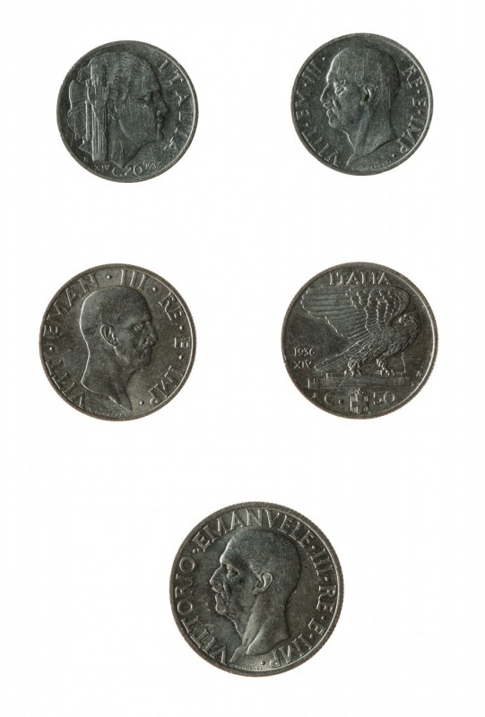 Vittorio Emanuele III (1900-1946) 
Serie di 4 valori (20 e 50 Centesimi, 1 e 2 ...