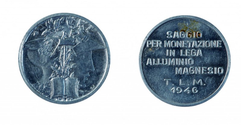 Repubblica Italiana 
Saggio Johnson per monetazione alluminio-magnesio 1946 - D...