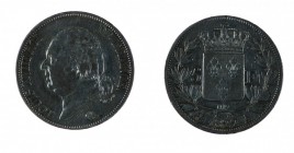 Francia 
Luigi XVIII (1815-1824) - 5 Franchi 1822 - Zecca: Parigi - Diritto: effigie del Re a sinistra - Rovescio: stemma coronato entro due rami di ...
