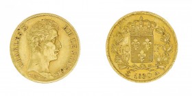 Francia 
Carlo X (1824-1830) - 40 Franchi 1830 - Zecca: Parigi - Diritto: effigie del Re a destra - Rovescio: stemma coronato entro due rami di allor...