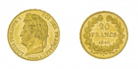 Francia 
Luigi Filippo I (1830-1848) - 20 Franchi 1840 - Zecca: Parigi - Diritto: effigie del Re a sinistra - Rovescio: valore e data entro due rami ...