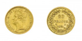 Francia 
Luigi Filippo I (1830-1848) - 20 Franchi 1831 - Zecca: Parigi - Diritto: effigie del Re a sinistra - Rovescio: valore e data entro due rami ...