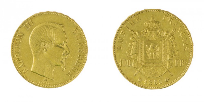 Francia 
Napoleone III (1852-1870) - 100 Franchi 1859 - Zecca: Strasburgo - Dir...