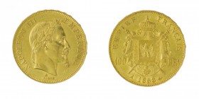 Francia 
Napoleone III (1852-1870) - 100 Franchi 1868 - Zecca: Parigi - Diritto: effigie di Napoleone III a destra - Rovescio: stemma napoleonico ent...