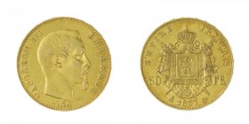 Francia 
Napoleone III (1852-1870) - 50 Franchi 1857 - Zecca: Parigi - Diritto: effigie di Napoleone a III a destra - Rovescio: stemma napoleonico en...