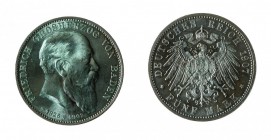 Germania 
Baden - Friedrich I (1856-1907) - Insieme degli esemplari da 2 e 5 Marchi commemorativi della morte di Federico - Entrambi di qualità molto...