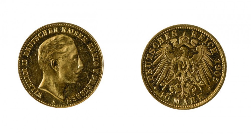 Germania
Preussen - Wilhelm II (1888-1918) - 10 Marchi 1905 Proof - Rara (Fried...