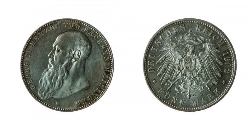 Germania 
Sachsen-Meiningen - Georg II (1866-1914) - 5 Marchi 1902 - Zecca: Mon...