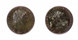 Gran Bretagna 
Giorgio III (1760-1820) - Crown 1819 - Zecca: Londra - Diritto: effigie laureata del Re a destra - Rovescio: San Giorgio a cavallo tra...