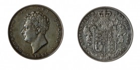 Gran Bretagna 
George IV (1820-1830) - Half Crown 1825 - Zecca: Londra - Diritto: effigie laureata del Re a sinistra - Rovescio: stemma coronato e or...