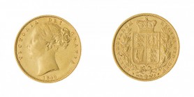 Gran Bretagna 
Victoria (1837-1901) - Sovereign 1849 - Zecca: Londra - Diritto: effigie della Regina a sinistra - Rovescio: stemma coronato - Non com...