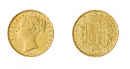 Gran Bretagna 
Victoria (1837-1901) - Sovereign 1850 - Zecca: Londra - Diritto: effigie della Regina a sinistra - Rovescio: stemma coronato - Non com...
