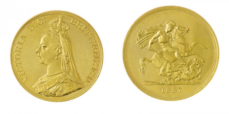 Gran Bretagna 
Victoria (1837-1901) - Proof Jubelee 5 Pounds 1887 - Zecca: Lond...