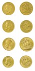 Gran Bretagna 
George V (1910-1936) - Set 1911 - Zecca: Londra - Serie completa dei 4 valori in oro con il 5 Pounds (proof), 2 Pounds (proof), Sovere...