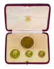 Gran Bretagna 
George VI (1936-1952) - Proof Set 1937 - Zecca: Londra - Serie completa dei 4 valori in oro con il 5 Pounds, 2 Pounds, Sovereign, Half...