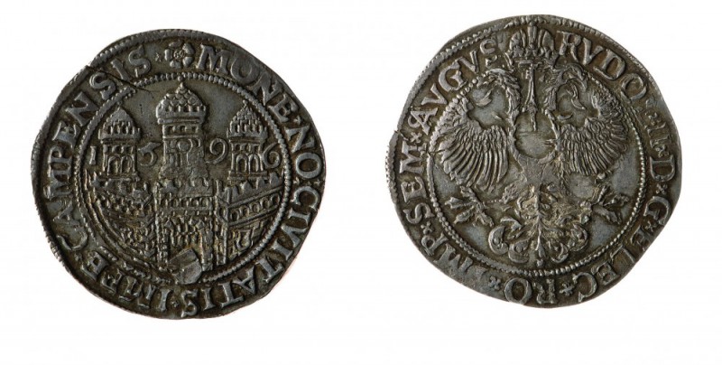 Paesi Bassi 
kampen - Tallero 1596 - Diritto: veduta della città - Rovescio: aq...
