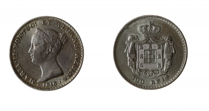 Portogallo 
Maria II (1834-1853) - Serie di 3 valori (500 (1846), 200 (1843) e ...