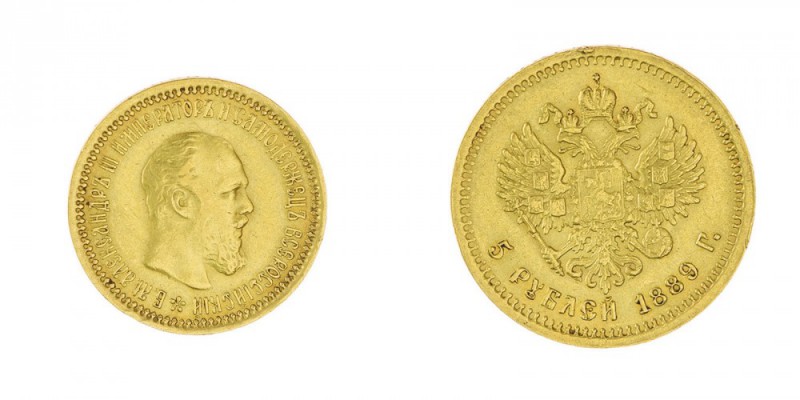 Russia 
Alessandro III (1881-1894) - 5 Rubli 1889 - Zecca: San Pietroburgo - Di...