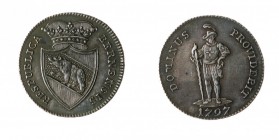 Svizzera 
Berna - Mezzo Tallero 1797 - Diritto: stemma coronato - Rovescio: soldato stante di fronte - gr. 14,68 - Di alta qualità, con patina irides...