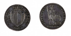 Svizzera 
Lucerna - Tallero da 4 Franchi 1814 - Diritto: stemma coronato - Rovescio: soldato stante di fronte con alabarda e scudo - Non comune, solo...