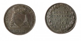 Svizzera 
Zurigo - 40 Batzen 1813 - Diritto: stemma sormontato da una corona e ornato da rami di quercia - Rovescio: leggenda e data su cinque righe ...