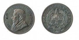 Sud Africa 
Repubblica Boera - 5 Schilling 1892 “Double Shaft” - Zecca: Pretoria - Non comune - Di buona qualità (Dav. n. 60) 600,00