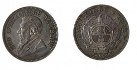 Sud Africa 
Repubblica Boera - 5 Schilling 1892 “Single Shaft” - Zecca: Pretoria - Non comune - Di buona qualità (Dav. n. 60) 400,00