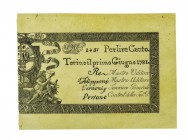 Biglietti di Credito verso le Regie Finanze di Torino Collezione Guido Crapanzano 
Biglietto da 100 Lire 1.6.1781 - Molto raro - Di qualità molto buo...