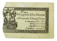 Biglietti di Credito verso le Regie Finanze di Torino Collezione Guido Crapanzano 
Biglietto da 200 Lire 1.7.1785 - Raro - Difetti in alto, ma in gen...