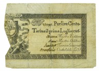 Biglietti di Credito verso le Regie Finanze di Torino Collezione Guido Crapanzano 
Biglietto da 100 Lire 1.7.1786 - Non comune - Presenze di restauri...