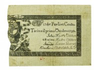 Biglietti di Credito verso le Regie Finanze di Torino Collezione Guido Crapanzano 
Biglietto da 100 Lire 1.10.1792 - Raro - Di buona qualità (Cra. n....