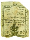 Biglietti di Credito verso le Regie Finanze di Torino Collezione Guido Crapanzano 
Biglietto da 10 Lire 1.6.1794 - Raro - Presenze di restauri - Esem...