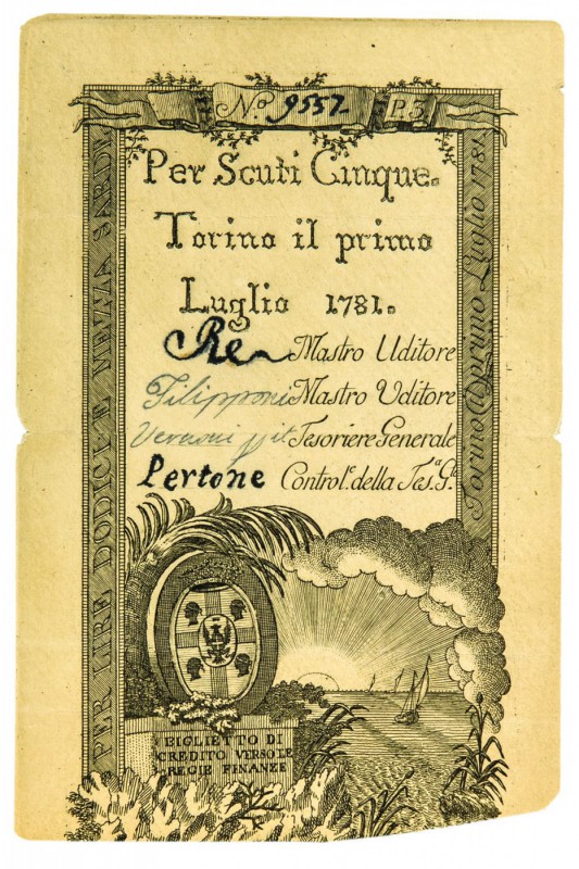 Biglietti di Credito verso le Regie Finanze di Torino Collezione Guido Crapanzan...