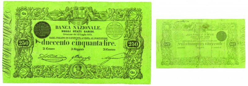 Buoni agrari
Banca Nazionale negli Stati Sardi - Biglietto da 250 Lire 19.07.18...