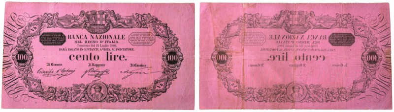 Regno di Sardegna 
Banca Nazionale nel Regno d’Italia - Biglietto da 100 Lire 2...