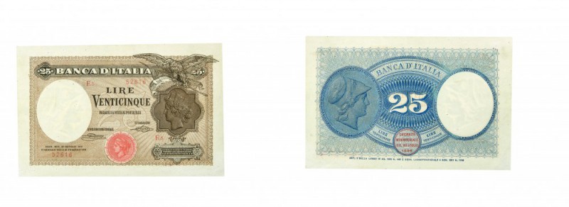 Regno d’Italia 
Biglietto di Stato da 25 Lire “Aquila” - D.M. 22.01.1919 - Raro...