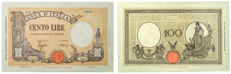 Regno d’Italia 
Biglietto di Banca da 100 Lire “Grande B” - D.M. 15.03.1943 - D...