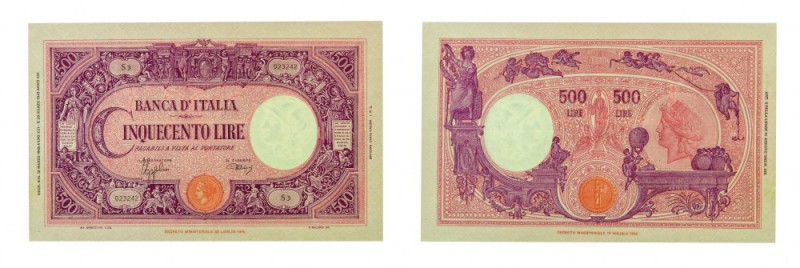 Regno d’Italia 
Biglietto di Banca da 500 Lire “Grande C” - D.M. 31.3.1943 - Pi...