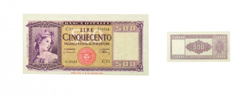 Regno d’Italia 
lietto di Banca da 500 Lire “Italia ornata di spighe” - D.M. 20...