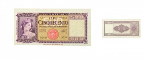 Regno d’Italia 
lietto di Banca da 500 Lire “Italia ornata di spighe” - D.M. 20.03.1947 - Di alta qualità (Bol. n. B52) (Gig. n. BI39A) (Cra. n. 452)...